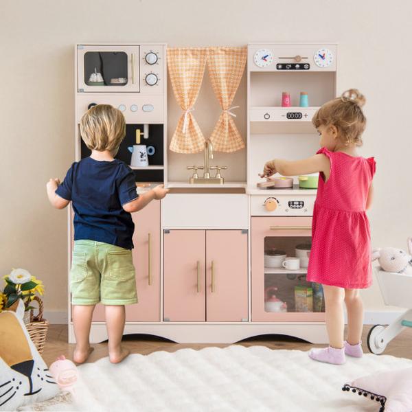 Picture of Total Tactic TM10098PI Kids Kitchen Playset with Microwave & Coffee Maker for Ages 3 Plus&#44; Pink