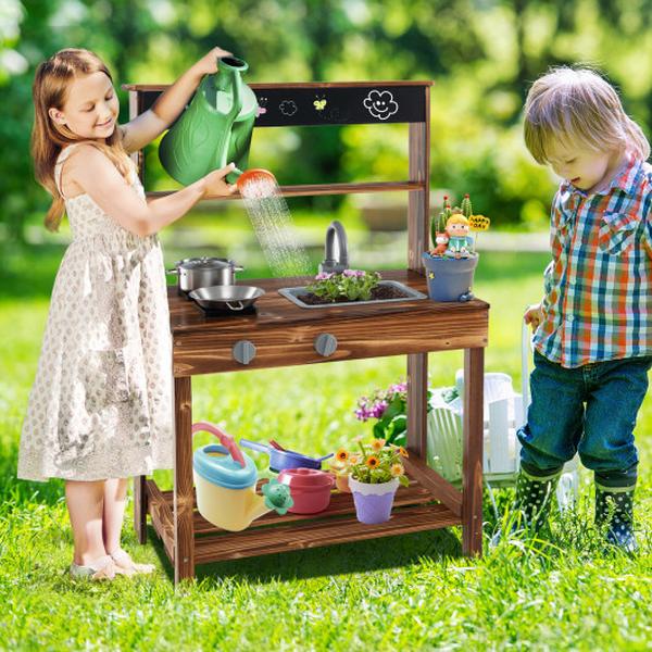 Picture of Total Tactic TY347732NA Outdoor Mud Kitchen for Kids with Rotatable Faucet & Removable Sink&#44; Natural