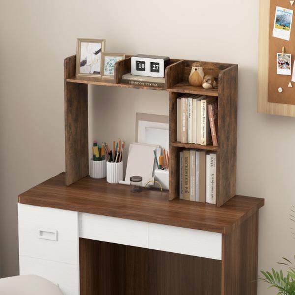 CB10471CF 3-Tier Multipurpose Desk Bookshelf with 4 Shelves, Brown