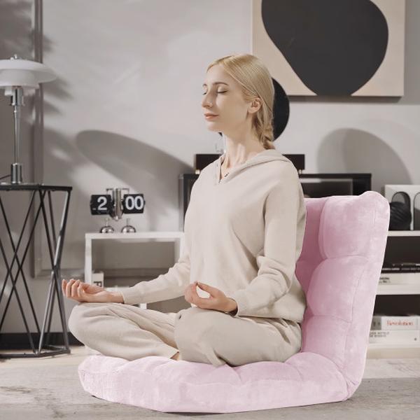 HV10355DF 14-Position Adjustable Cushioned Floor Chair, Light Pink