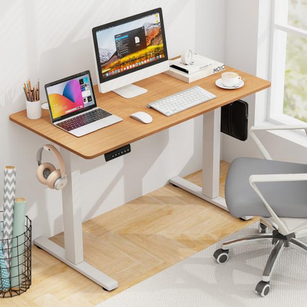 Picture of Total Tactic CB10607US-NA Electric Standing Desk with 3 Memory Height Settings & 2 Hanging Hooks & Cable Management&#44; Natural