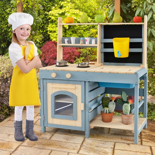 Picture of Total Tactic TP10207 2-in-1 Outdoor Mud Kitchen with Faucet & Extra Chalkboard
