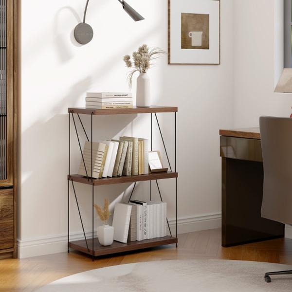 JV11642WN 34 in. 3-Tier Multipurpose Display Rack with Metal Frame