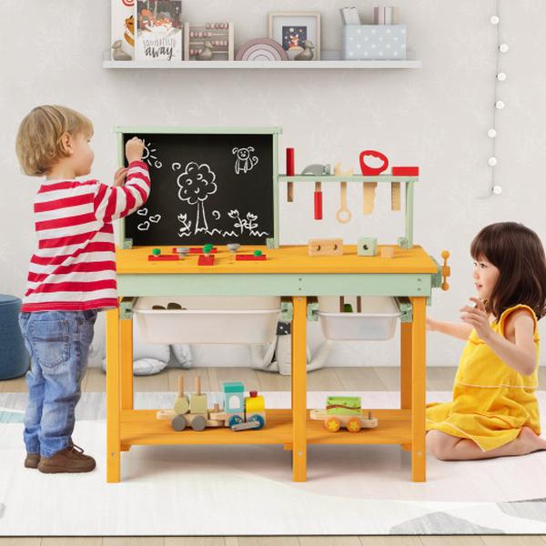 Picture of Total Tactic TP10201 Kids Wooden Toy Workbench with Storage Space & Blackboard