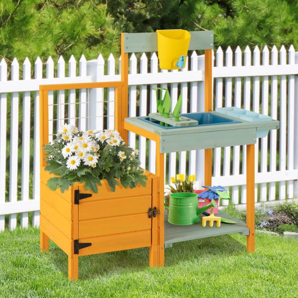 Picture of Total Tactic TP10206 Kids Outdoor Potting Bench with See-Through Window