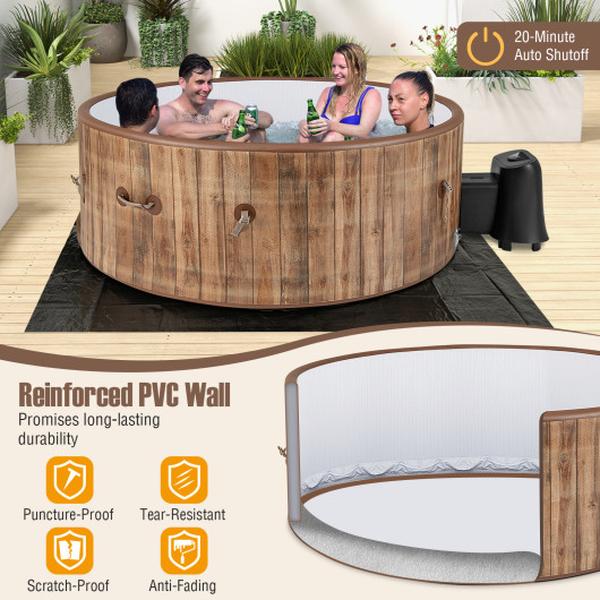 Picture of Total Tactic NP11785US-CF 72 in. Inflatable Hot Tub SPA with 120 Air Jets Electric Heater Pump for 4-6 Person&#44; Coffee