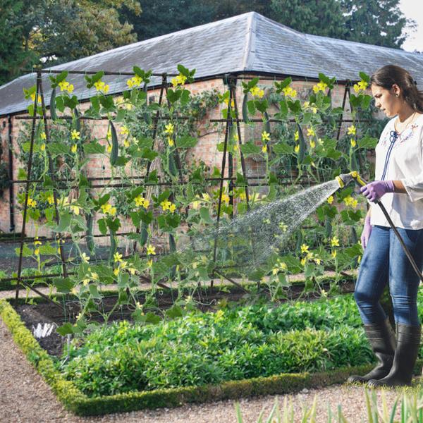 GT4171BK A-Frame Garden Cucumber Trellis with Netting for Climbing Plants Outdoor, Black
