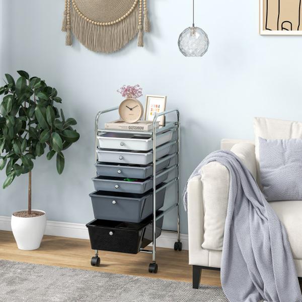 HW53824ZJ 6 Drawers Rolling Storage Cart Organizer, Mixed Black