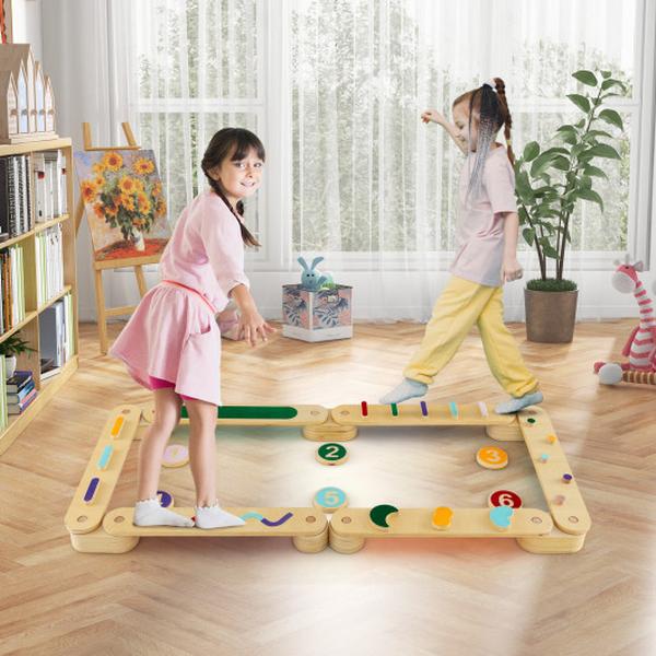Picture of Total Tactic TS10109 Montessori Wooden Balance Boards Beam Set with Stepping Stones