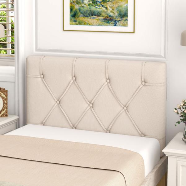 HU10703BE Twin Size Bed Headboard with Fabric Upholstery, Beige