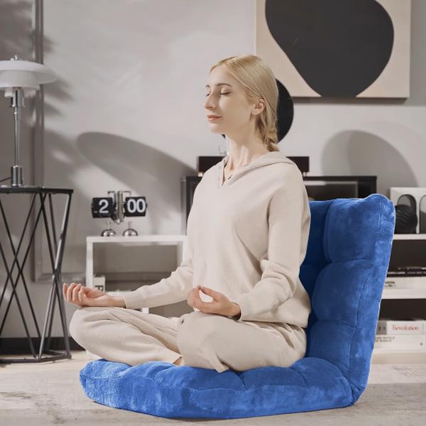 HV10355NY 14-Position Adjustable Cushioned Floor Chair, Blue