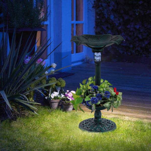 Picture of Total Tactic PZ10006QT Standing Pedestal Birdbath & Feeder Combo with Lotus Leaf Bowl&#44; Green
