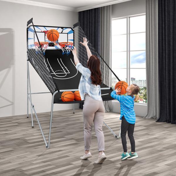 SP35202WH Indoor Double Electronic Basketball Game with 4 Balls, White