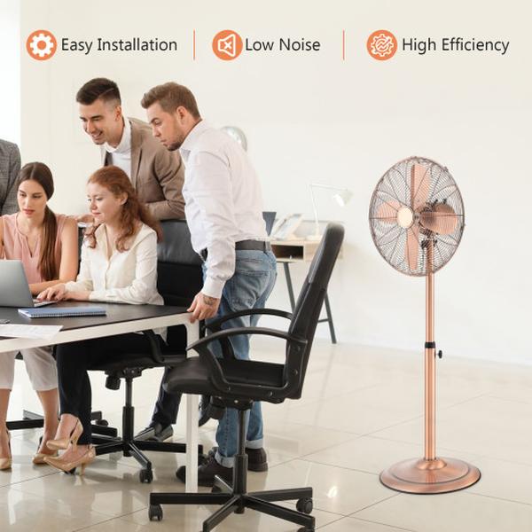 ES10357US-CP 16 in. Oscillating Pedestal Standing Fan with 3 Speeds & Adjustable Height, Copper