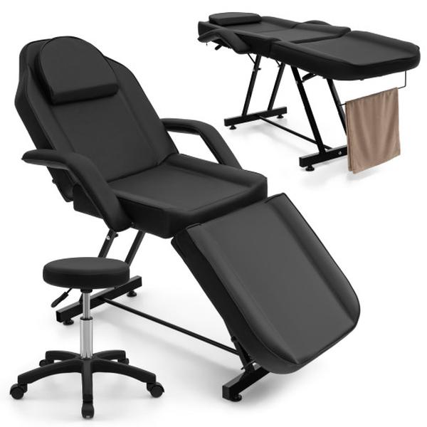 Picture of Total Tactic HB88580BK 73 in. Facial Chair Set with Removable Headrest Detachable Armrests & Towel Rack&#44; Black