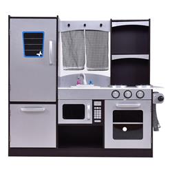 Picture of Total Tactic TY570396 Kids Wooden Modern Kitchen Cooking Pretend Play Set - Coffee & Silver