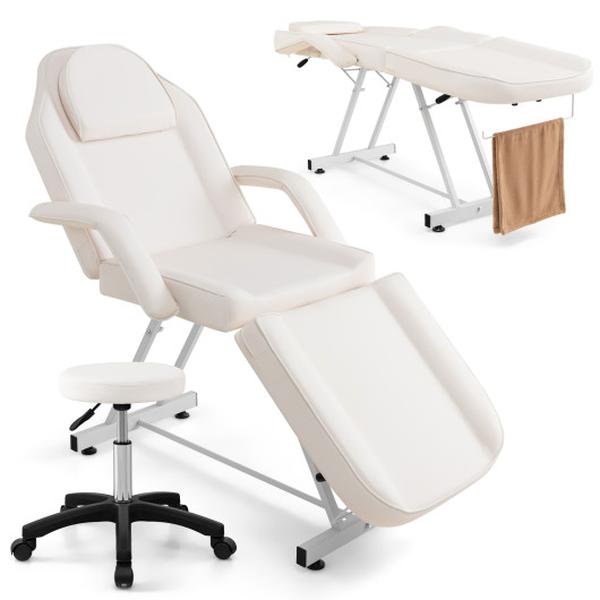 Picture of Total Tactic HB88580WH 73 in. Facial Chair Set with Removable Headrest Detachable Armrests & Towel Rack&#44; White