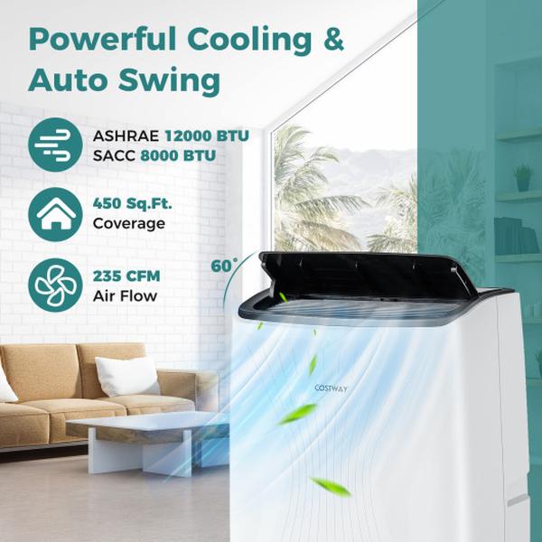 FP10581US-WH 12000 BTU Portable Air Conditioner with Heat & Smart Wi-Fi, White -  Total Tactic