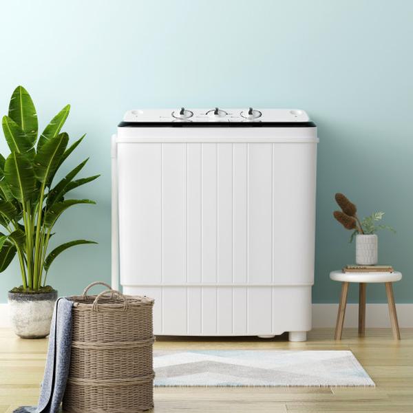 FP10587US-DK 17.6 lbs Portable Washing Machine with Drain Pump, Black