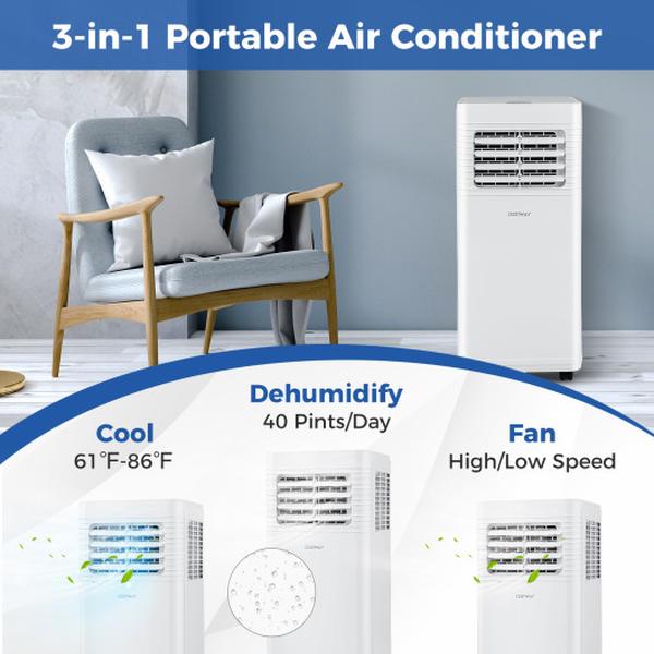 FP10739US-WH 8000 BTU 3-in-1 AC Portable Air Conditioner Unit with Fan & Dehumidifier -  Total Tactic