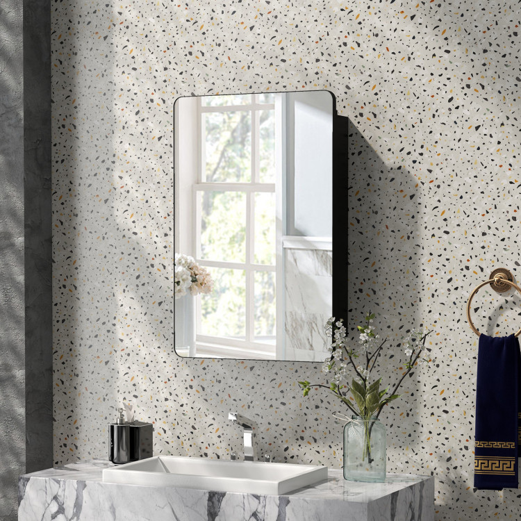BA8163DK 20 x 30 in. Multi-Functional Bathroom Mirror Cabinet with Adjustable Shelves - Black