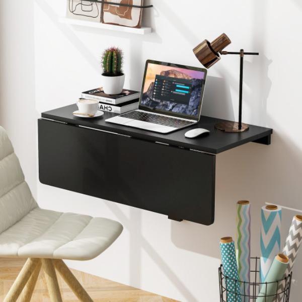 CB10641BK 31.5 x 23.5 in. Wall Mounted Folding Table for Small Spaces - Black -  Total Tactic