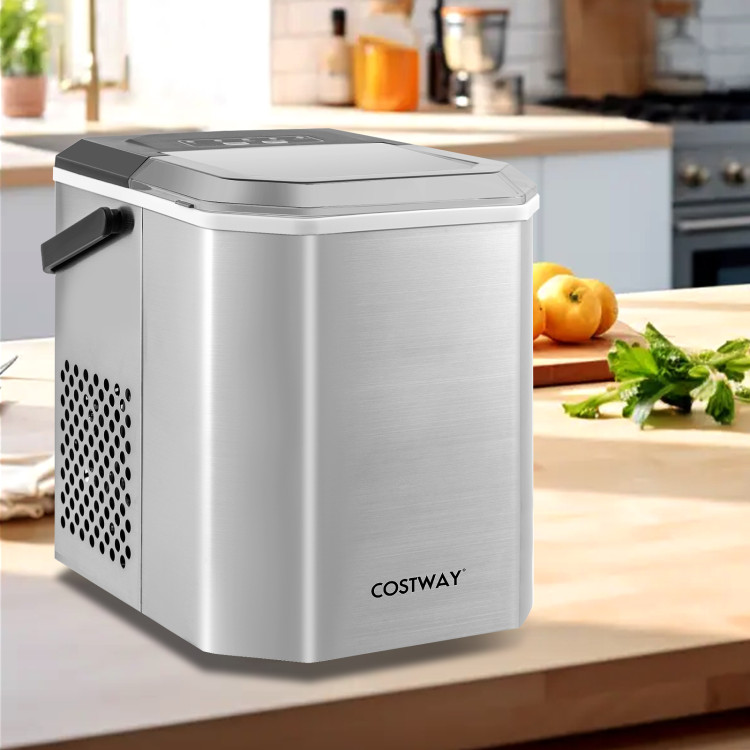 Picture of Total Tactic ES10379US-SL Ice Maker Countertop with Self-Cleaning for Home Kitchen Office Party - Silver