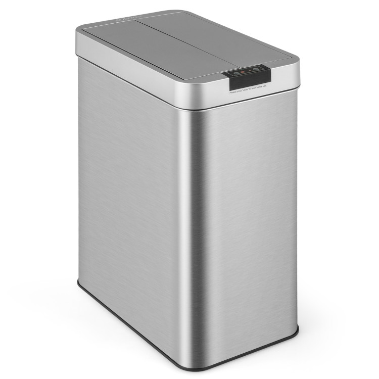 GY10021SL 13.2 gal Slim Kitchen Trash Can with Wing Lids & Stainless Steel Frame