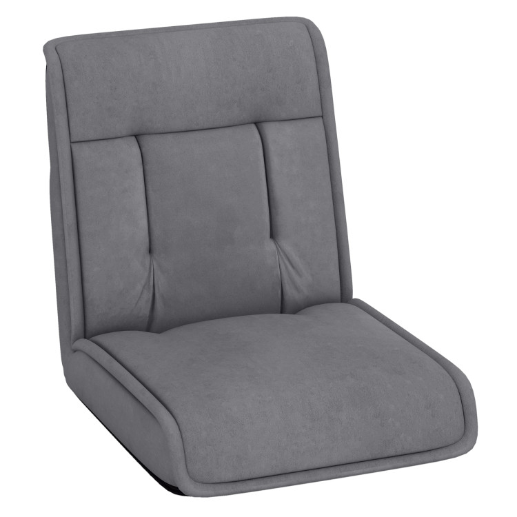 HV10542GR Folding Floor Chair Convertible Lazy Chair with 14-Poistion Adjustable Backrest - Gray -  Total Tactic