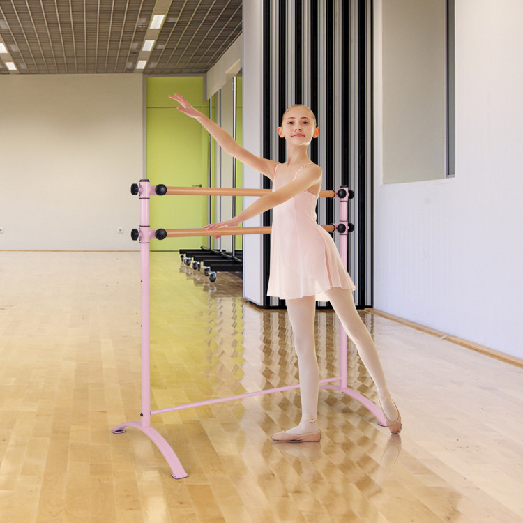 SP37862PI 4 ft. Portable Freestanding Double Ballet Barre - Pink