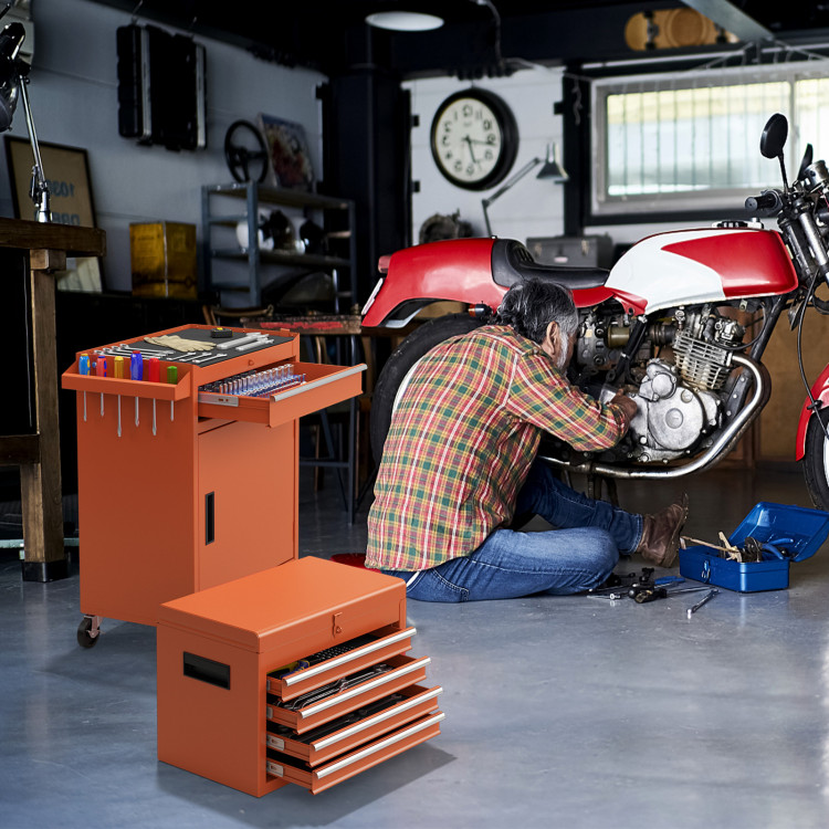 TL35688OR 2-in-1 Rolling Tool Chest with 5 Sliding Lockable Drawers - Orange