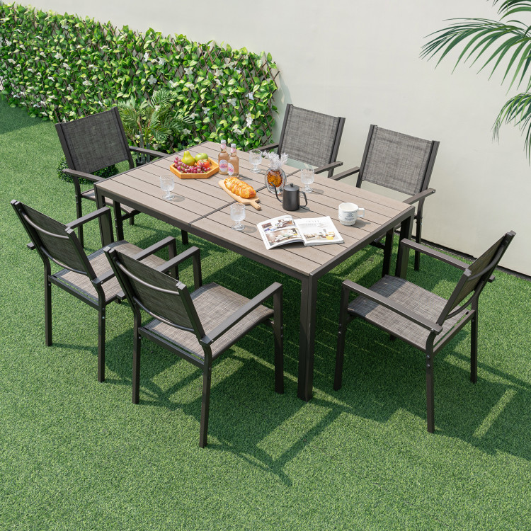 NP11675GR-12 59 x 35 in. Large Outdoor Rectangle Dining Table with Metal Legs