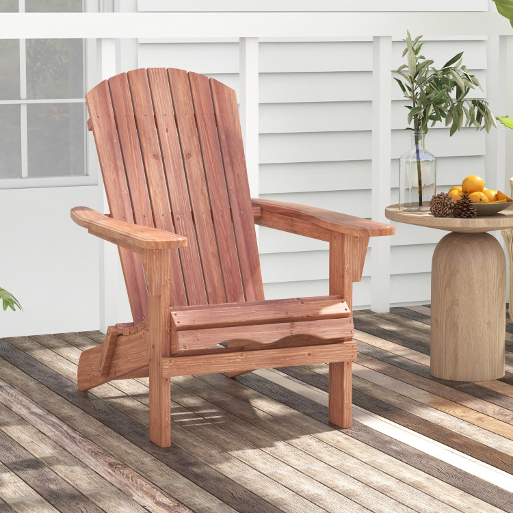 NP11799YW-1 Folding Adirondack Chair with High Backrest & Wide Armrests - Brown