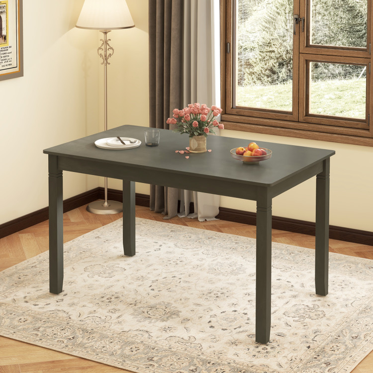 KC56969GR 48 in. Wooden Dining Table for 4 People Rectangular Kitchen Table with Rubber Wood Legs - Gray