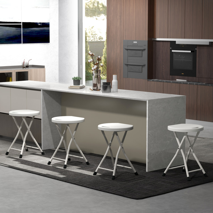 NP11135WH-4 Folding Stool with Built-in Handle for Adults - 4 Piece