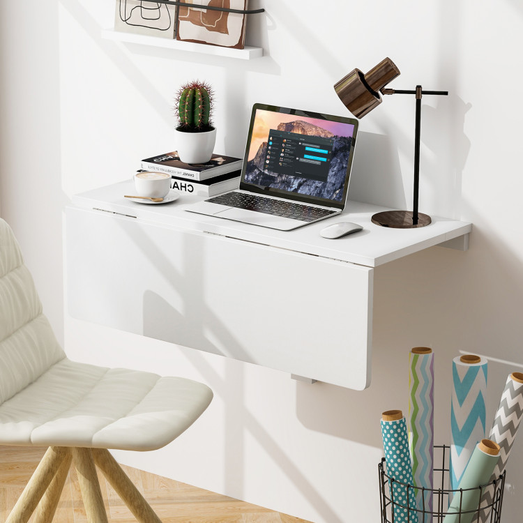 CB10641WH 31.5 x 23.5 in. Wall Mounted Folding Table for Small Spaces - White -  Total Tactic