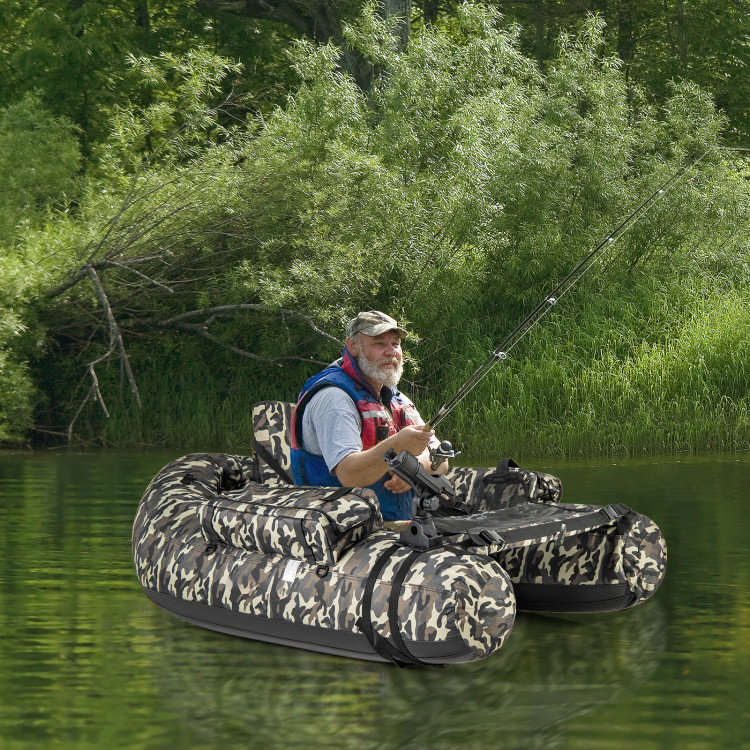 FT10003AU Inflatable Float Tube with Fish Ruler Rod Holder & Storage Pockets - Camouflage