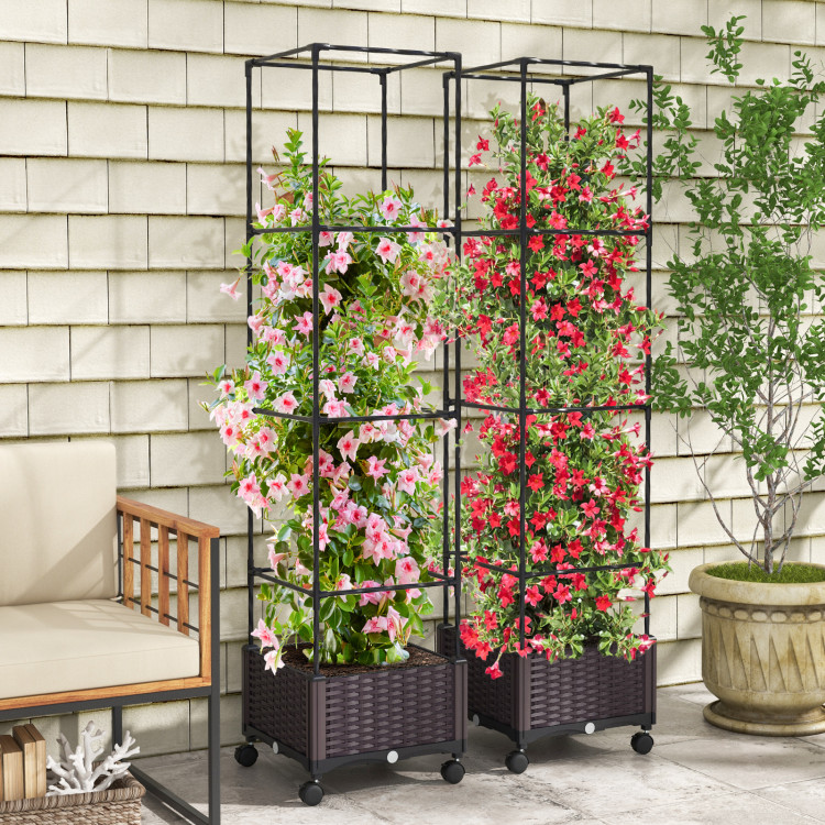 GT4218 67 in. Raised Garden Bed with Planter Box & Trellis