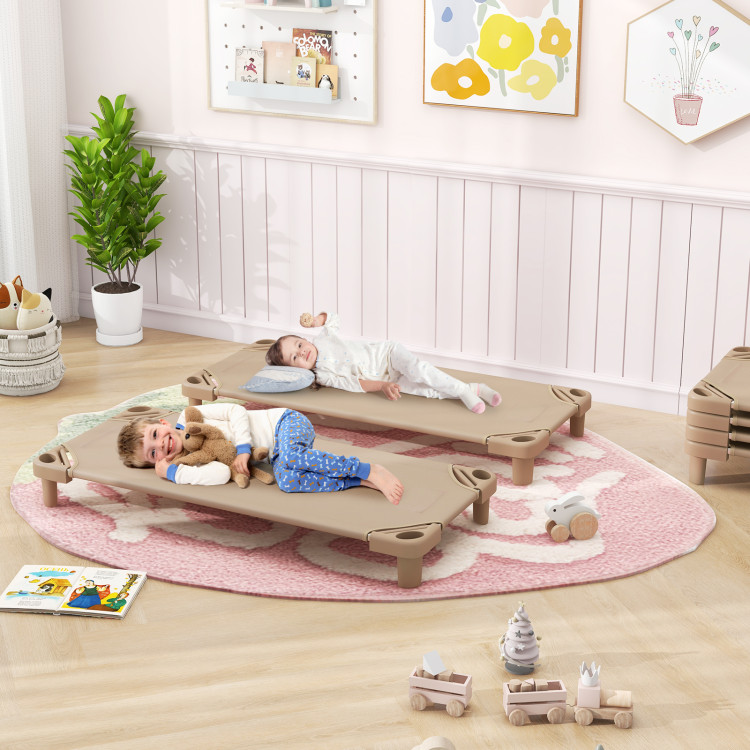 Picture of Total Tactic HW67220CF Kids Stackable Daycare Cot with Detachable Oxford Cloth - Beige - Pack of 6