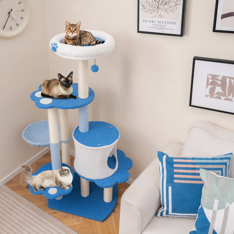 Picture of Total Tactic PV10162BL 54 in. Tall Modern Cat Tree Tower for Indoor Cats - Blue