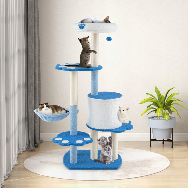 Picture of Total Tactic PV10162BL 54 in. Tall Modern Cat Tree Tower for Indoor Cats - Blue