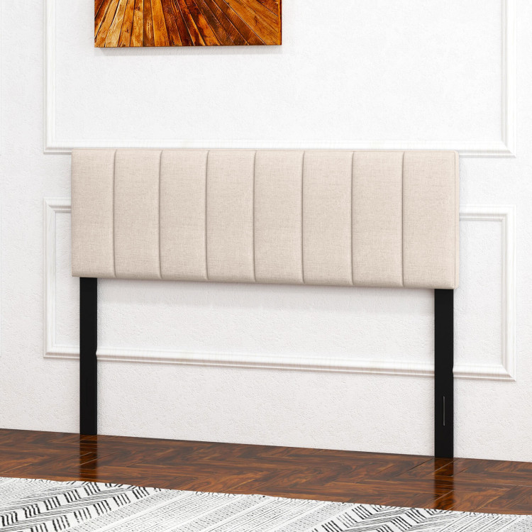 Picture of Total Tactic HU10626BE Linen Upholstered Headboard with Solid Wood Legs & Adjustable Width - Beige