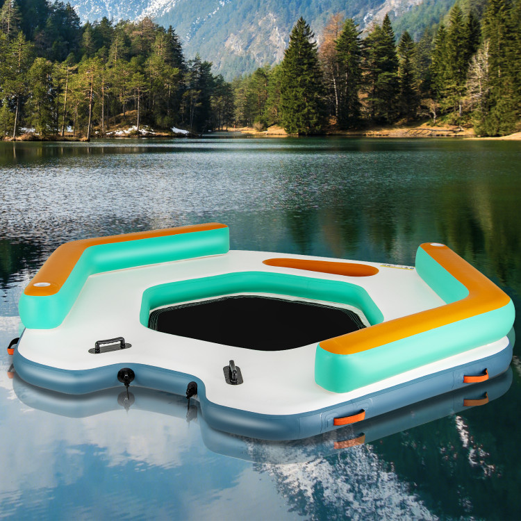SP38188 8.7 ft. Inflatable Floating Dock with Detachable Ladder & Mesh Swim Lounge