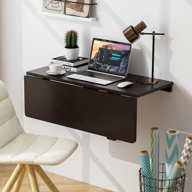 CB10641CF 31.5 x 23.5 in. Wall Mounted Folding Table for Small Spaces - Brown -  Total Tactic