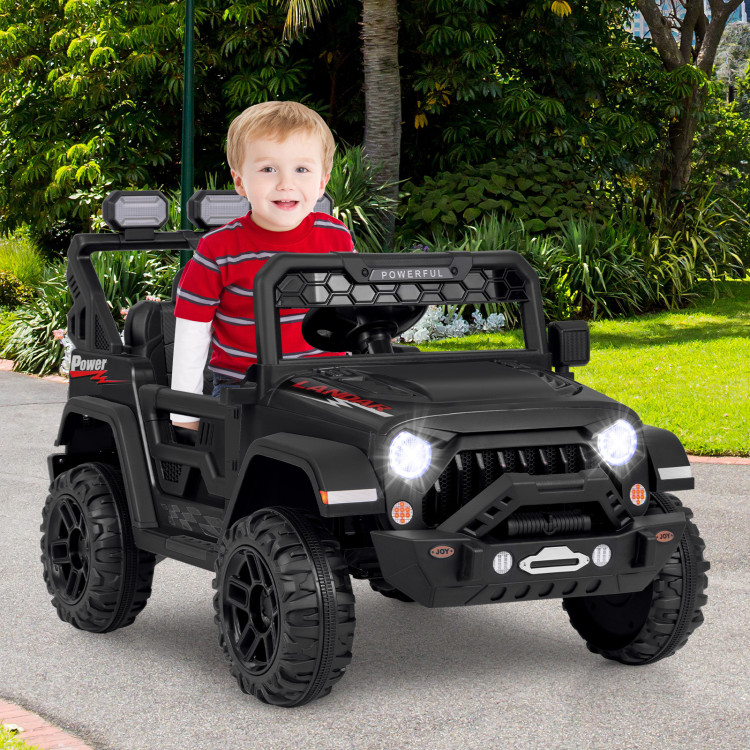 TQ10223US-DK 12V Electric Kids Ride on Truck with Remote Control & Music - Black