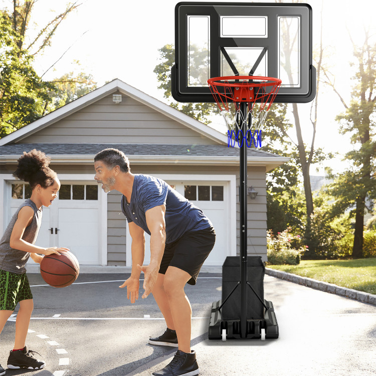 SP38178BK 7.9-10 ft. Portable Basketball Hoop System with Sturdy Base & Wheels - Black