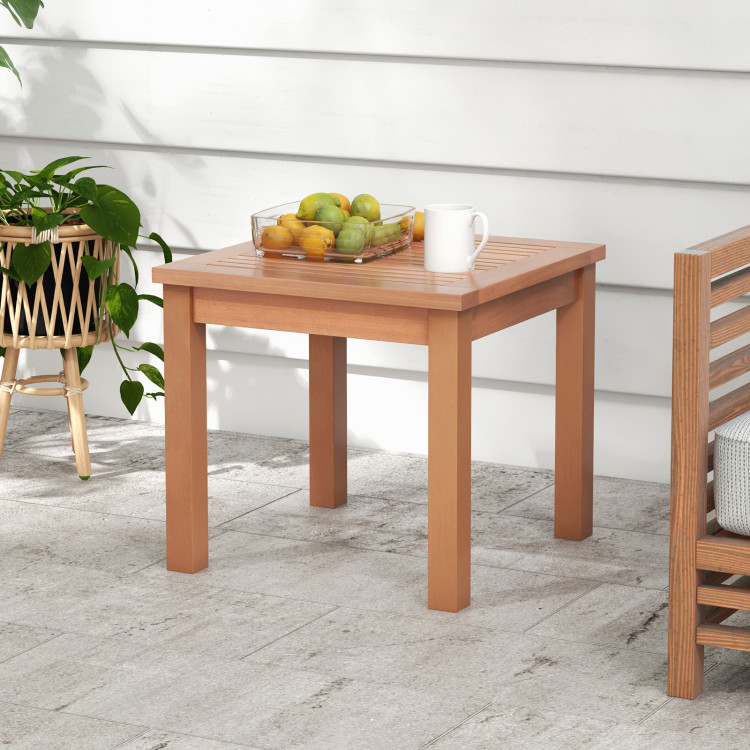 HW72815 18 in. Square End Outdoor Adirondack Side Table with Slatted Tabletop