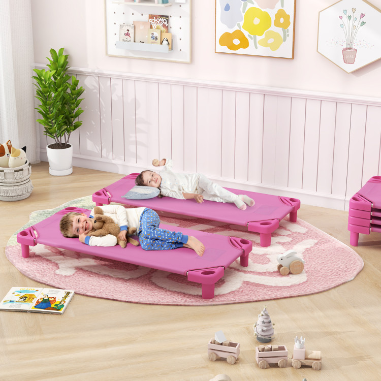 Picture of Total Tactic HW67220PI Kids Stackable Daycare Cot with Detachable Oxford Cloth - Pink - Pack of 6