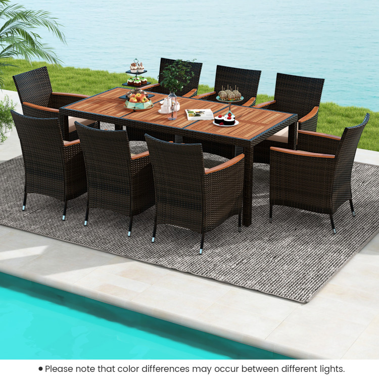 HW71814 Outdoor Dining Set with Umbrella Hole - 9 Piece