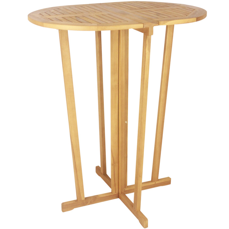 JV11899 Outdoor Folding Bar Table with Oval Tabletop & Cross Base